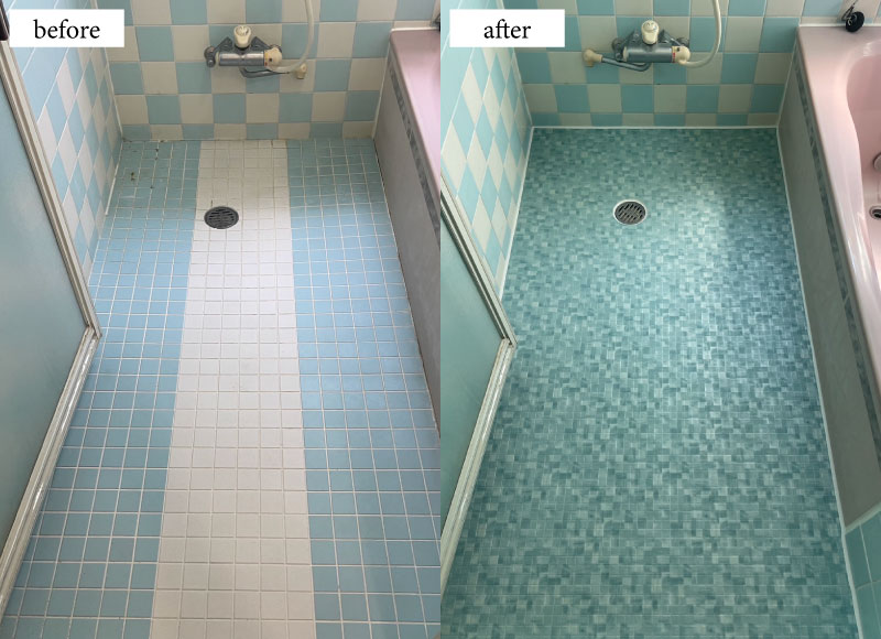 浴室　床シート施工