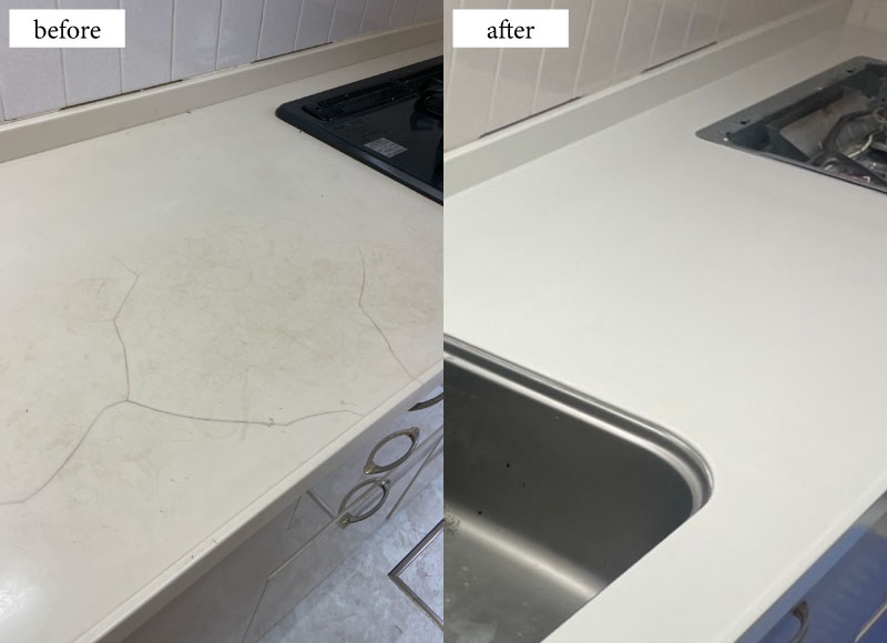 キッチン　天板割れ補修