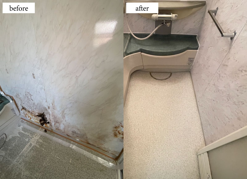 浴室　壁パネルサビによる腐食補修