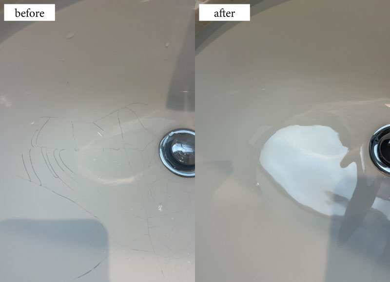 洗面ボウル　クラック補修